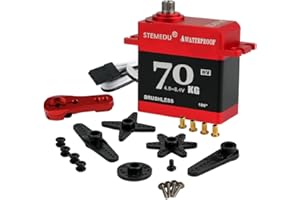 STEMEDU 70KG Brushless Servo High Torque Digital RC Servo Motor BLS-HV70MG Waterproof All-Metal High Voltage 4.8~8.4V Steering Servo for 1:8 1:10 RC Car, Control Angle 180 Degree