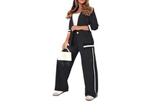 GOOLECRIMP Costume De Blazer Décontracté À Simple Boutonnage Pour Femmes Veste Et Pantalon De Blazer De Couleur Unie À La Mode Ensemble De 2 Pièces