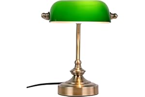 FIRVRE Verde Lampada da tavolo banchieri in vetro classica finitura bronzo attacco base G9 lampada da scrivania vintage per ufficio biblioteca sala studio camera da letto