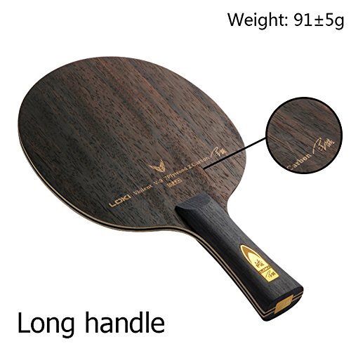 Prom-near Racchetta da Ping Pong V9 Professionale Ebano Carbon Tavolo Tennis Paddle Lama 9 Strati Ping Pong Bat per Fast Attack Loop Drive Giocatore Alta Controllo e Maxi Pittore Spin, Long Handle
