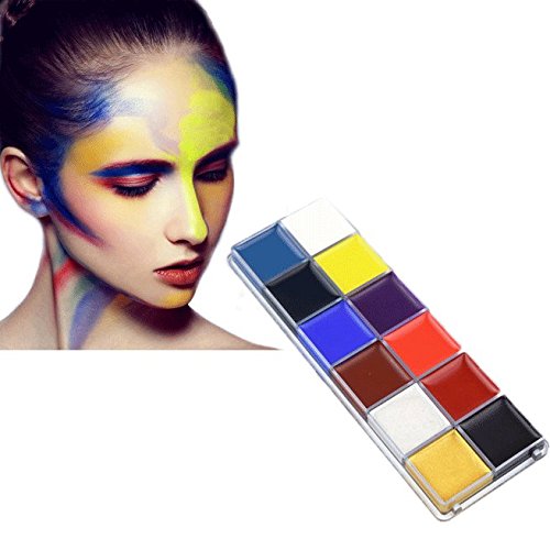 Richoose 12 Colors Bodypainting, Lidschatten Augenschatten Gesicht Körper Malerei Farbe Öl Malerei Kit Kosmetik Fall Make-up Palette-Art Make-up-Set für Cosplay Thanksgiving Day Weihnachts-Party Fancy Dress-Beauty Kosmetik-Tools Geschenk - 2