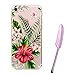Produktbild iPhone 7 Hülle (4,7zoll), Edaroo Essen Obst Blumen Cartoon Tiere Muster TPU Silikon Schutz Handy Hülle Handytasche HandyHülle Etui Schale Schutzhülle Case Cover Tasche Etui für Apple iPhone 7 (4,7 zoll) mit Stylus - Sommer Tropical Floral Blätter