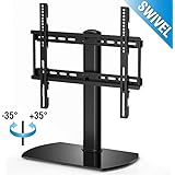 Fitueyes Universal Table top Pedestal TV Stand Base with Swivel Mount for 32 to 50 inch LCD LED TVs Black height adjustable TT104501GBUK