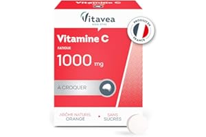Vitavea - Complément Alimentaire Vitamine C 1000 mg - Fatigue - Tonus et Vitalité - Sans Sucre - 24 comprimés à croquer - Cure de 96 jours (1/4 de comprimé par jour) - Fabriqué en France