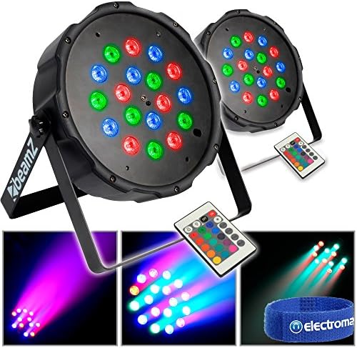 Flat PAR RGB LED Wall Uplighter Light (x2)|DJ Disco Event Show Remote Control