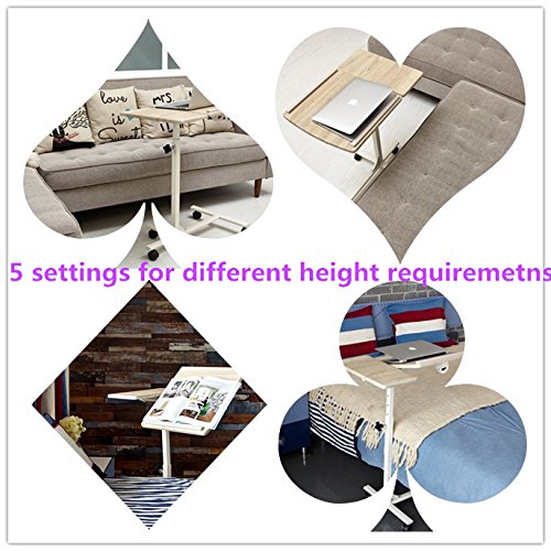 Einstellbare Laptop Tisch Sofa Nachttisch Coavas Overbed Tabelle 5 Einstellbare H?he Platz sparen bewegliches robustes Notebook Computer Stand Schreibtisch (Buche) - 8