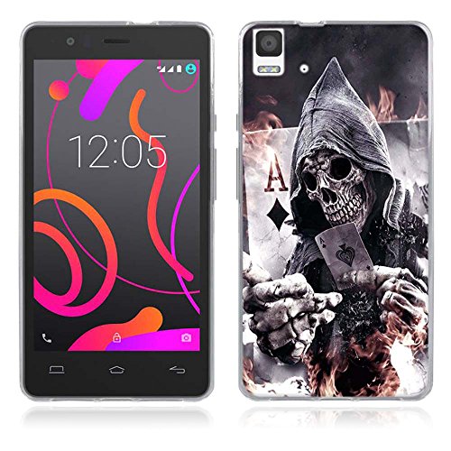 FUBAODA Funda BQ Aquaris E5 4G Serie de la Pintura,[póker] Resistente a los arañazos en su Parte Trasera,Amortigua los Golpes,Funda Protectora Anti-Golpes para BQ Aquaris E5 4G(5.0inch)