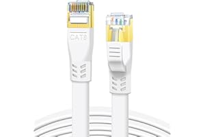 DDMALL Lan Kabel CAT8 5m, Hochgeschwindigkeit Ethernet Kabel 40Gbps 2000MHz Flaches Netzwerkkabel, Gigabit Patchkabel mit Vergoldetem RJ45-Stecker für Router, Modem, Gaming (5 Meter/Weiß)
