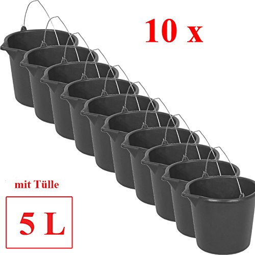 Preisvergleich Produktbild 5L Baueimer mit Ausgußtülle Mörteleimer Eimer Putzeimer Wassereimer Zementeimer Kübel (10)