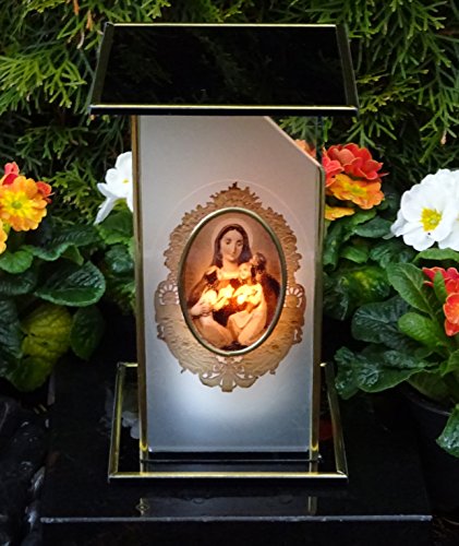 DESIGN GRABLAMPE “ HEILIGE MARIA “ incl.GRABKERZE 22,0cm ♥ GRABSCHMUCK GRABLATERNE GRABLEUCHTE HERZ FRIEDHOF GRABLICHT - 2