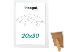 NOOGUI Cadre Bois Blanc | Avec Plexiglas Antireflet | Format A4 pour Photos Diplômes Posters ou Décoration Murale | Vertical et horizontal | 20x30 Cm