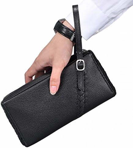 Q Billetera Men'S Casual Weaving Mobile Phone Bag Youth Long Section Business Package Hand Bag Package Zipper Bag,Black