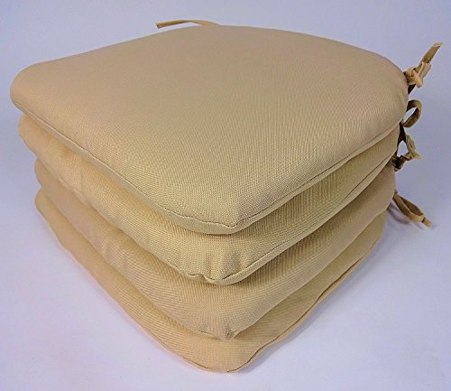 Set 4 x Stuhlkissen / Sitzkissen Altea mit Schleife 38 x 40 cm Dicke 4 cm , Fb. beige , Polyester - 3
