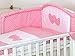 Luxury 5 Piece Bedding Set to fit Cot & Cot Bed Cotton Sateen 100% Cotton with Embroidered Hearts (to fit cot size 120x60cm, Pink Polka Dots)