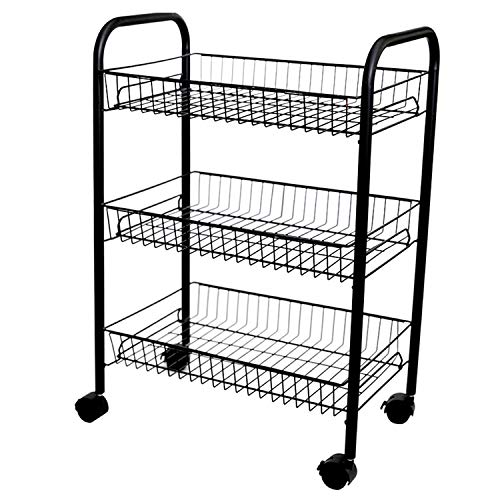 WSXX Schmiedeeisernes Regal, fahrbares herausnehmbares mehrlagiges Lagerregal, Badezimmer-WC-Küchenboden-Kleiner Trolley