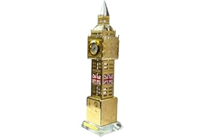 iPEAK London Souvenirs, reloj del Big Ben de Londres con luces, pieza decorativa, recuerdo del Reino Unido, regalos de cumpleaños, decoración para el hogar y la oficina (dorado, grande, 23 cm)