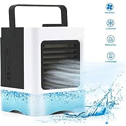 Mini Mobile Climatiseur Ventilateur, Refroidisseur D'air Personnel, Avec Humidification, Air Purifiant, Refroidissement 3 en 1 Mini USB Climatiseur Pour Maison/Bureau/Camping - Blanc