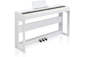 Outopee 88 Key Keyboard Piano Weighted Action Digital Piano, Electronic Keyboard Piano with Triple Pedals, DustProof Cloth, Stereo Headphone and Piano Sticker, Portable Keyboard for Beginners(White)