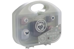 Lulubug Stanzer Set, 5 Motivstanzer "Tiere", 3 Größen | stabiler Ausstanzer für Papier zum Basteln | mit Koffer, stanzt Papier bis 250 GSM, ideal für Scrapbooking, DIY, Einladungen