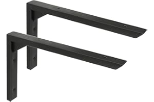 Mooche 2PCS Heavy Duty Shelf Brackets 10 inch, Black Wall Brackets for Shelves, Stainless Steel Triangle Shelf Support with Screws for Living Room Bedroom Garage