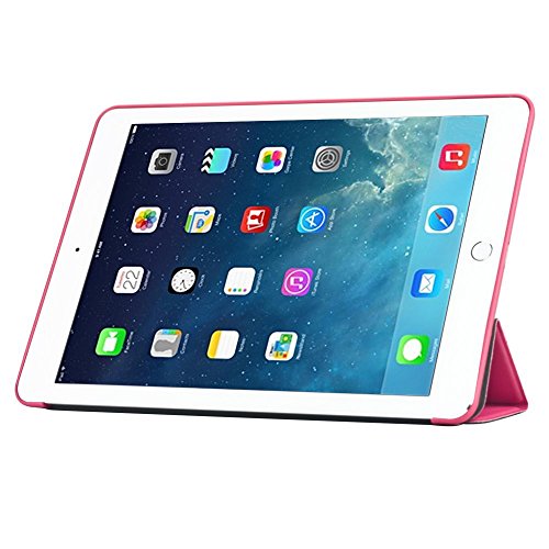 Khomo iPad Air 2 Hülle Case Dunkelrosa Gehäuse mit doppelten Schutz ultra dünn und leicht, Smart Cover – Italic Dark Pink - 4