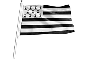HPMAISON 8ft x 5ft Grand Drapeau Breton 240x150cm Drapeau Bretagne Avec œillets Métalliques Garden Parade Intérieur Extérieur Party for World Cup Celebration