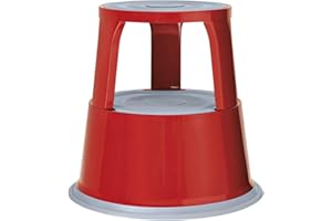 Wedo 212102 metalowy taboret na kółkach z atestem TÜV i GS, wysokość 43 cm, nośność 150 kg, czerwony