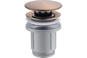 MICE COLLECTION Mice - Valvula de Click Clack Apta para lavabos y bides - Desagüe Lavabo Fácil instalación Tapones de Desagüe Lavabo, Universal con Rebosadero, Pop-Up Oro Rosa Cepillado-VCC021