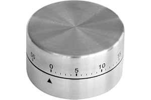 Zenker Edelstahl Kurzzeitwecker Zylinder – Präziser Küchen-Timer, 63x63x62 mm, mit Hängefunktion, 2 Jahre Garantie, Grau