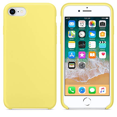 Funda para iPhone 7/8 Carcasa Silicona Suave Colores del Caramelo con Superfino Pelusa Forro,Anti-rasguños Teléfono Caso para Apple iPhone 7/8 (iPhone 7/8, Amarillo limon)
