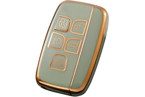 CHAEXII Car Key Fob Cover TPU Key Fob Cover Protection, 5-Buttons Remote Key Case Protector, Compatible for Lan-d Rover Defender Discovery Ran-ge Rover Sport Evoque LR4 Jaguar XF
