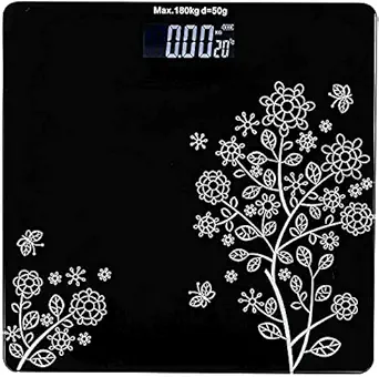 ZINQUIElectronic Thick Tempered Glass & LCD Display Digital Personal Bathroom Health Body Weight Scales For Body Weight, Weight Scale Digital For Human Body (D FLOVER)