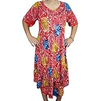Mogul Interior Womens Dress Floral Printed Gypsy Beach Coverup Resort wear Dresses