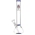 Badabong 12 inch Skull Design Blue Conical Durable Solid Glass Bong