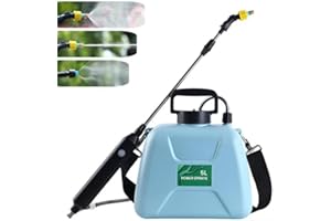 PNETERG Pulvérisateur Électrique Portable 5L/8L à Dos avec Lance Télescopique - Autonomie 120 Min, Pulvérisateur à Dos Rechargeable, Recharge USB Type-C (Harnais + 3 Buses) pour Jardin/Plantes (bleu-5L-B)