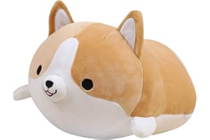 SURAKEY Shiba Inu Oreiller Peluche Animal Étreindre Oreiller Peluche Corgi Oreiller Peluche Mignon Peluche Poupée Souple Enfants Endormi Confort Jouets Coussin Potelés Cadeau Noël