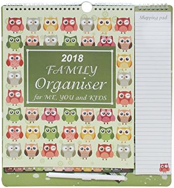 Family Organiser 2020 Owls Calendar with Pen, Shopping List, Dates to Remember, Things to do Page by Arpan