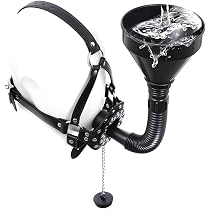 Jixaxe Funnel Open Mouth Gag Mask Hood PU Leather Funnel Toggle ...