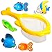Produktbild 6 tlg Set: Badewannenspielzeug / Wasserspielzeug & Spielzeugnetz - " Tiere , Figuren & Badewannennetz " - Spielzeug - für Badewanne / Badespielzeug - Strandspielzeug - Tier - Badetiere - Spritztiere - Fischernetz - Fische / Angelnetz - Wannenspielzeug - Gummitiere - Wasserspiel - Pool & Planschbecken - Wasserbecken - Muschelsammler - Sandkasten / Sandkastenspielzeug - Sandspielzeug - Kunststoff & Plastik / Kinderspiel Spiel - Wasser / Quietschtier / Figur Quietschfigur - Gummifigur