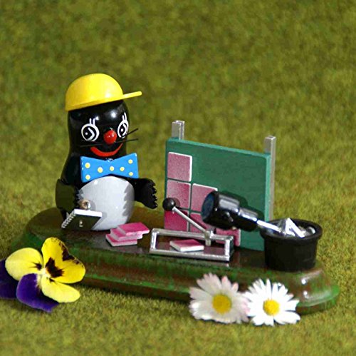 Preisvergleich Produktbild Sammelfigur Maulwurf Fliesenleger Höhe ca. 7cm NEU Ganzjahresfigur Miniatur Seiffen Erzgebirge Bau Maurer Handwerker Baustelle Bauarbeiter Fliesenleger