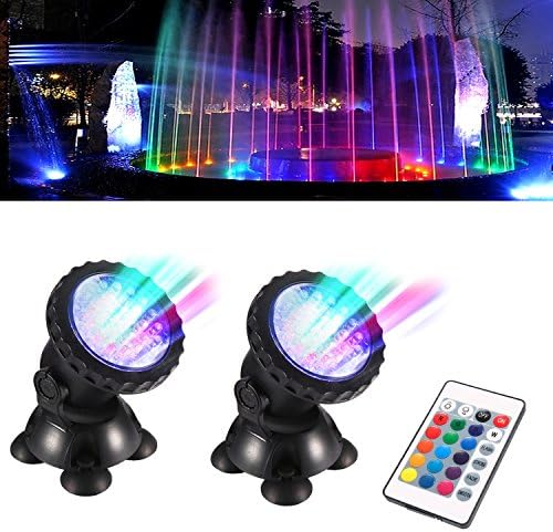 APUPPY Remote Control Submersible Spotlight Pond lights,36 LED Colorful IP68 Waterproof Aquarium Spotlight Multi-color Decoration Landscape lamp for Swimming Pool Fountain Fish tank Water Garden Rockery Yard (Set of 2)