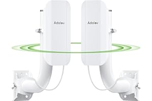 Adalov CPE362 Ponte Radio WiFi Esterno 5,8GHz, Bridge Wireless Gigabit con Antenna 14dBi, Porta LAN 1000Mbps, Supporto VLAN, 48V PoE per Estensione di Rete Punto a Punto, Punto a Multipunto fino a 5KM