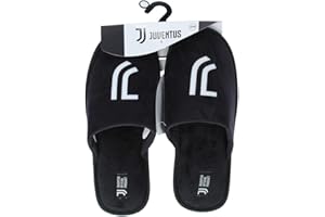 JUVENTUS Pantofole Ciabatte Imbottite Bambino - Uomo - Donna con Logo Bianco Stampato - 100% Prodotto Ufficiale - 100% Originali - Colore Nero - Scegli la Taglia (Taglia 35/36)