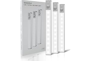 GOODEA Lampe de Placard LED Rechargeable 18cm Sans Fil,3 Pcs Réglette LED Lumiere Armoire Détecteur de Mouvement Pour Armoire à Linge, étagère à Livres, Escalier, Couloir, Voiture de Camping 8000K