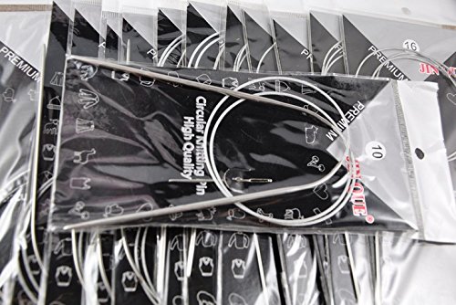 Häkeln Stricknadeln 11 Stück Erwachsene Professionelle 80cm Edelstahl Runden Nadel Zubehör Set Verschiedene Größen - 3