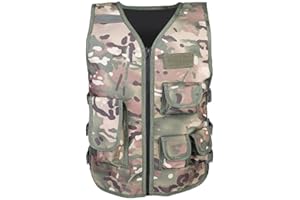 Bewinner Chaleco Táctico de Camuflaje para Niños, Chaleco Protector de Juego CS con Proceso de Costura Profesional