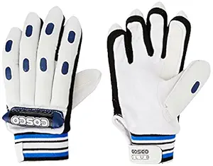 Cosco Club Cotton Batting Gloves, Full Size (White/Blue)