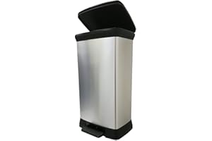 Curver 187152, Cubo de Basura Rectangular con Pedal Decobin de 50 litros, 39x27x70 cm(Version Antigua)