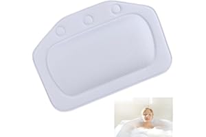 XCNPER Bath Pillow With 3 Strong Suction Cups, Soft Waterproof Bathroom Pillow for Tub, Relaxing Bathtub Pillow for Neck and Back Support Modern Minimalist Design Durable Bath Accessories