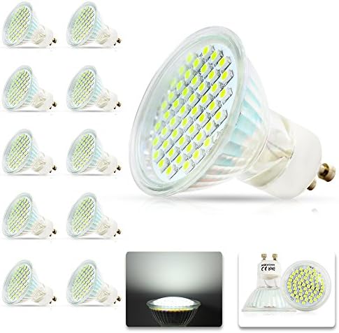10 Pack 4W Cool White Super Bright Energy Saving GU10 LED Spot Lights 240-250LM 60 SMD-3528 LEDs Bulbs AC200-240V